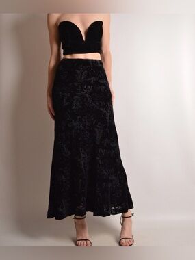 RALPH LAUREN NWT Floral Print Velvet Skirt NWT 1990s